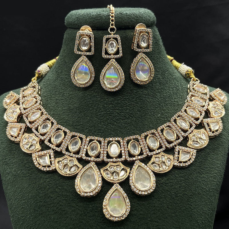 Royal Kundan Jewellery Gold Plated Polki Kundan Necklace Set