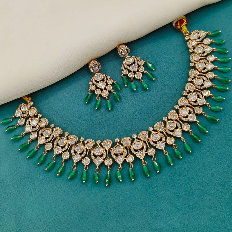 Royal Kundan Jewellery Gold Plated Polki Kundan And Beads Necklace Set