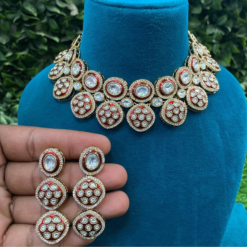 Royal Kundan Jewellery Gold Plated Polki Kundan Necklace Set