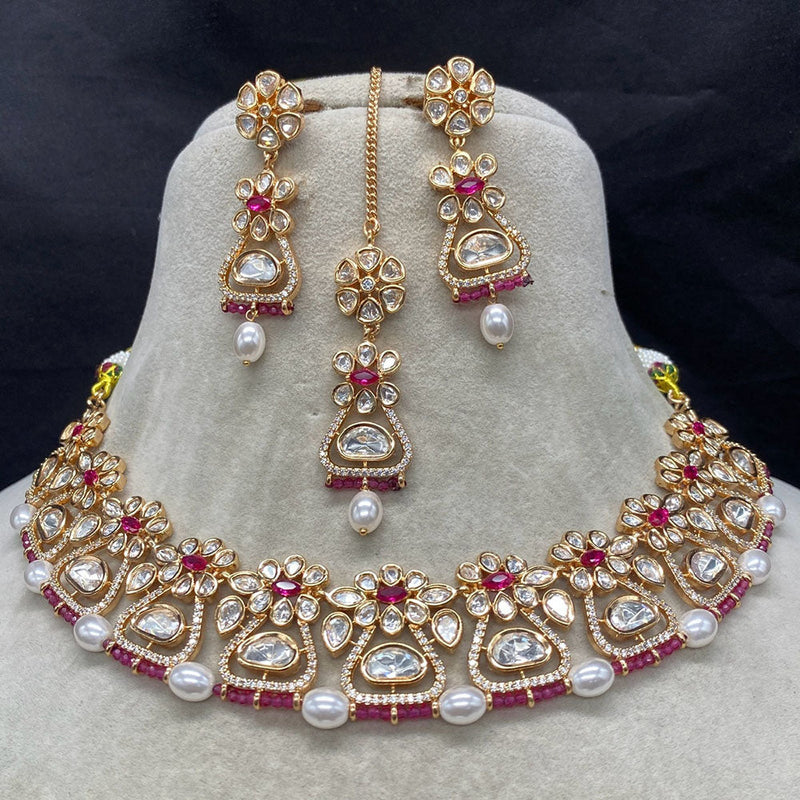 Royal Kundan Jewellery Gold Plated Polki Kundan Necklace Set