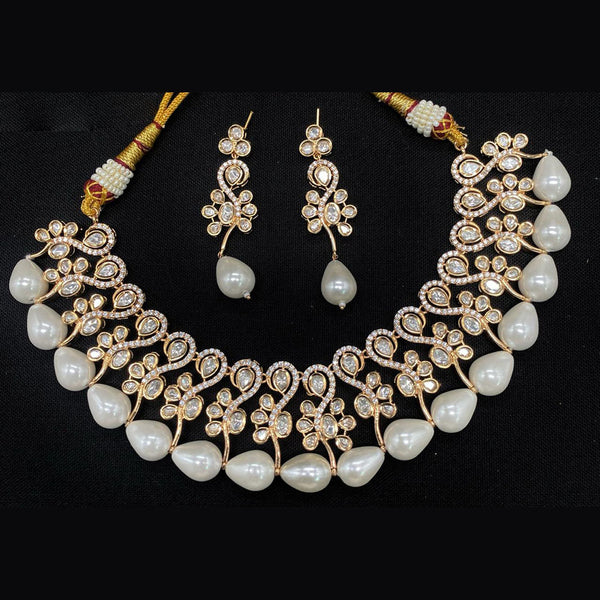 Royal Kundan Jewellery Gold Plated Polki Kundan And Pearls Necklace Set