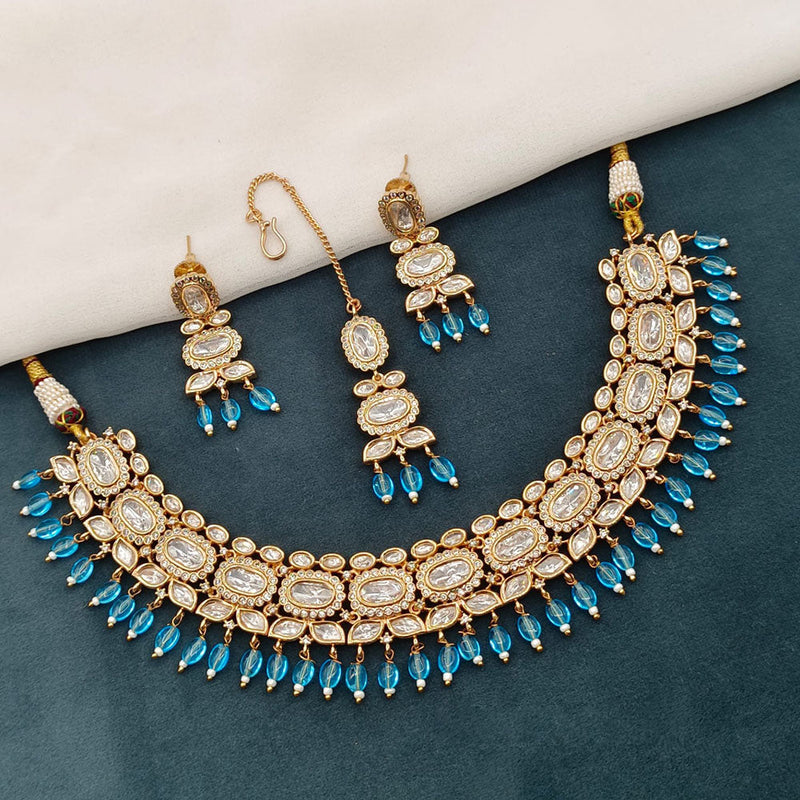 Royal Kundan Jewellery Gold Plated Polki Kundan And Beads Necklace Set