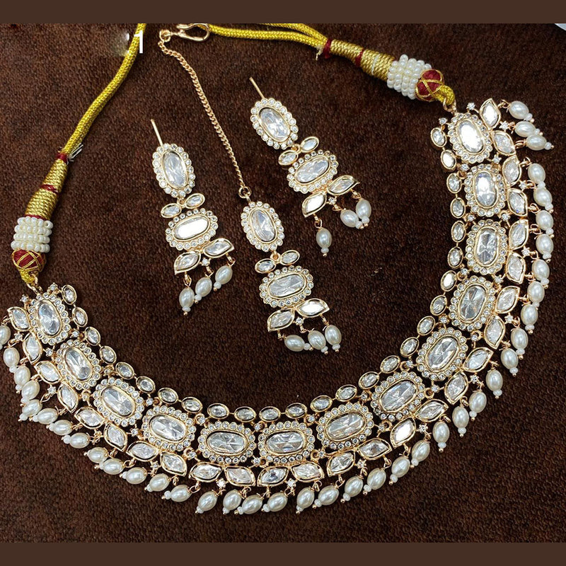 Royal Kundan Jewellery Gold Plated Polki Kundan And Beads Necklace Set