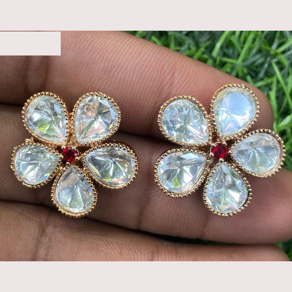 Prime Kundan Jewellery Gold Plated Polki Kundan Stud Earrings