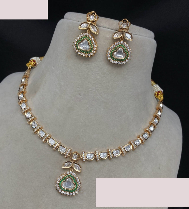 Royal Kundan Jewellery Gold Plated Polki Kundan Necklace Set