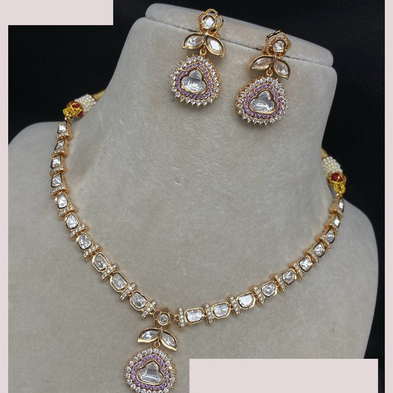 Royal Kundan Jewellery Gold Plated Polki Kundan Necklace Set