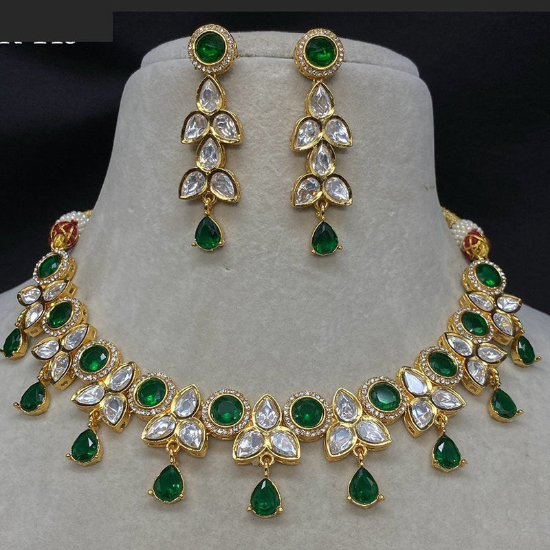 Royal Kundan Jewellery Gold Plated Polki Kundan Necklace Set