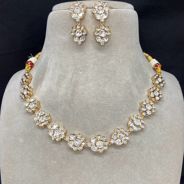 Royal Kundan Jewellery Gold Plated Polki Kundan Necklace Set