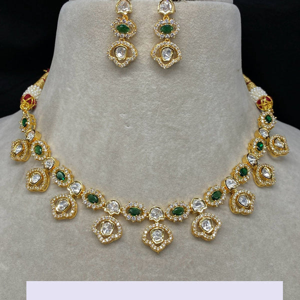 Royal Kundan Jewellery Gold Plated Polki Kundan Necklace Set