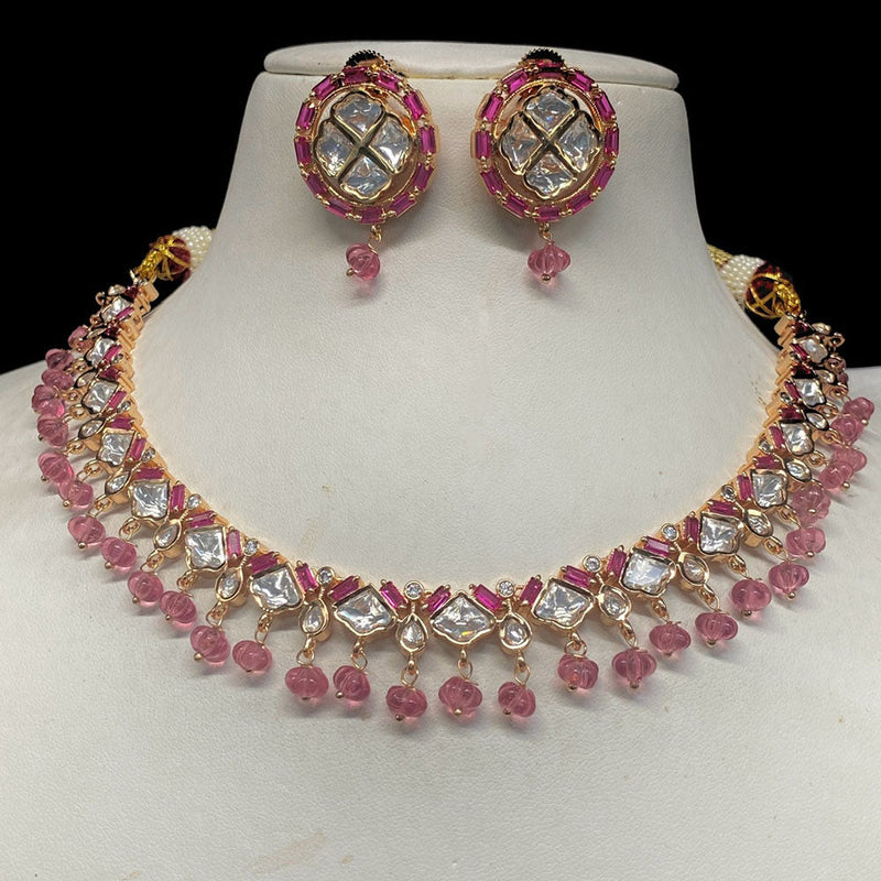 Royal Kundan Jewellery Gold Plated Polki Kundan Beads Necklace Set