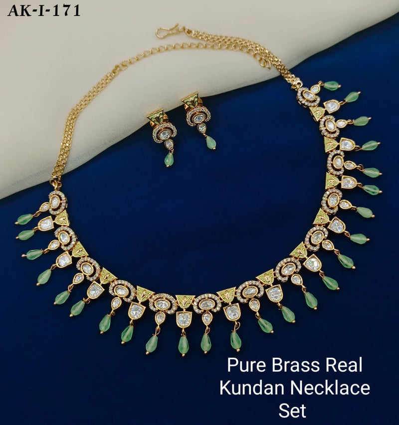 Royal Kundan Jewellery Gold Plated Polki Kundan Beads Necklace Set