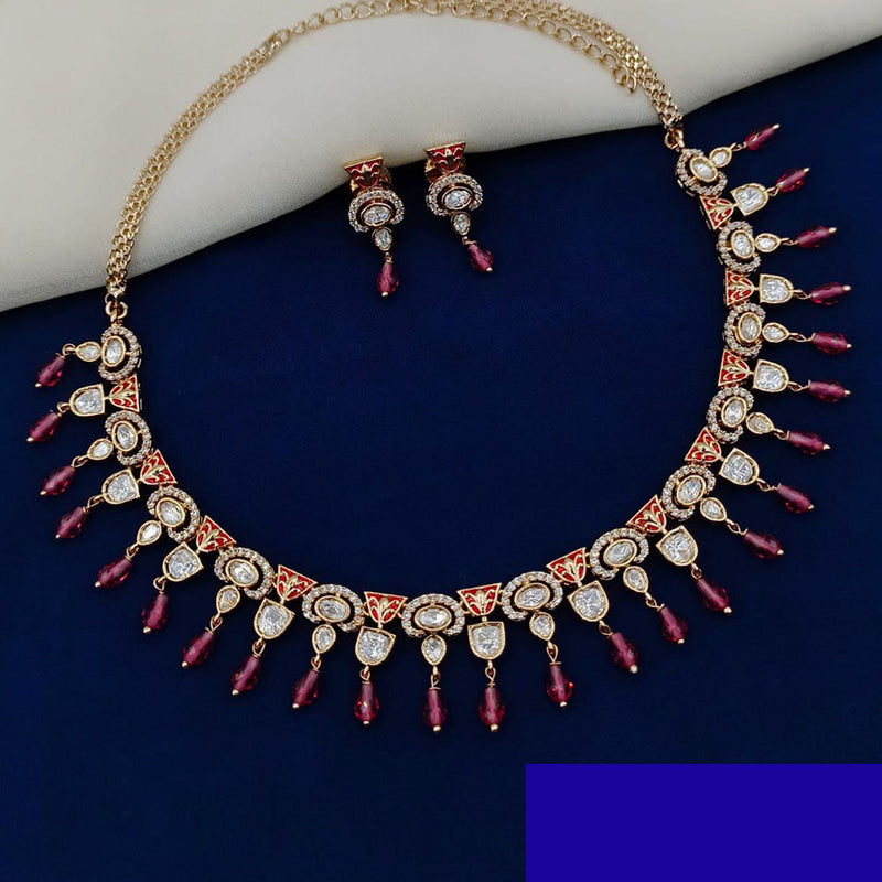 Royal Kundan Jewellery Gold Plated Polki Kundan Beads Necklace Set