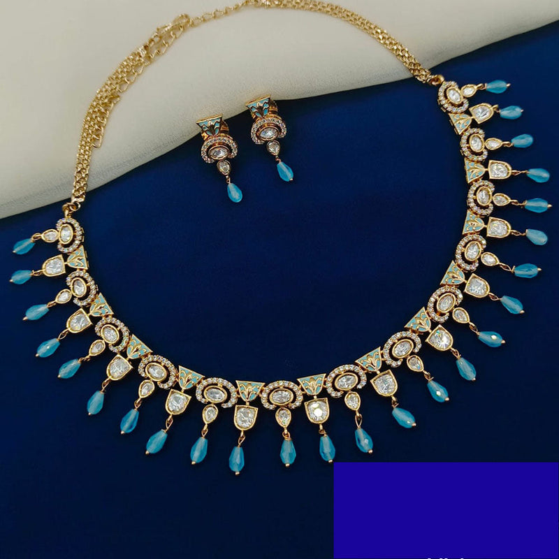 Royal Kundan Jewellery Gold Plated Polki Kundan Beads Necklace Set