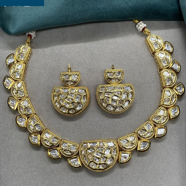 Royal Kundan Jewellery Gold Plated Polki Kundan Necklace Set