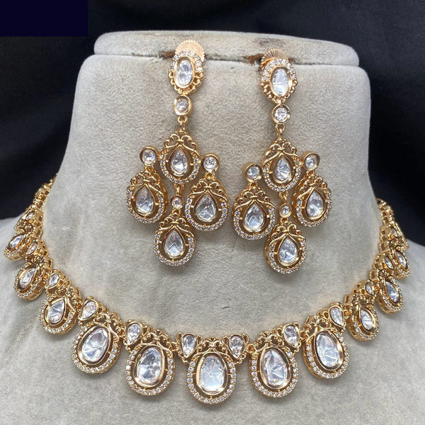 Royal Kundan Jewellery Gold Plated Polki Kundan Necklace Set