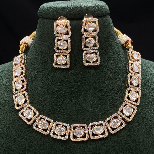 Royal Kundan Jewellery Gold Plated Polki Kundan Necklace Set