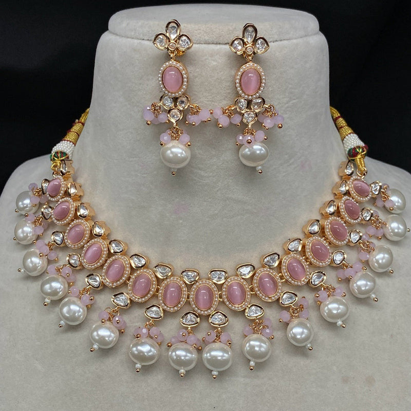 Royal Kundan Jewellery Gold Plated Polki Kundan Beads Necklace Set