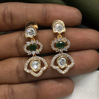 Royal Kundan Jewellery Gold Plated Polki Kundan Dangler Earrings