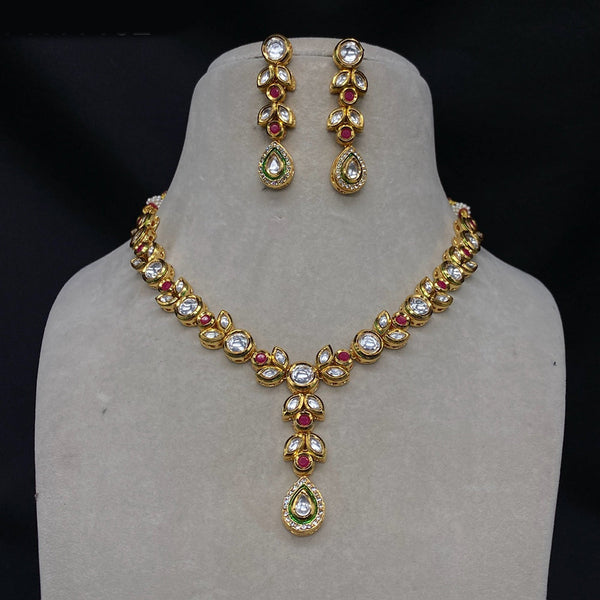 Prime Kundan Jewellery Gold Plated Kundan Stone Necklace Set