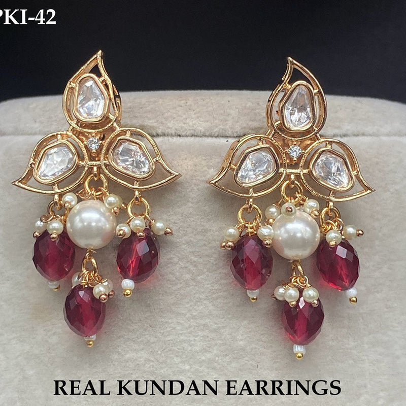 Prime Kundan Jewellery Gold Plated Polki Kundan Dangler Earrings