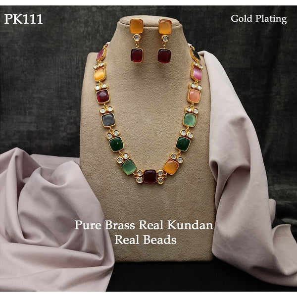 Royal Kundan Jewellery Gold Plated Polki Kundan Necklace Set