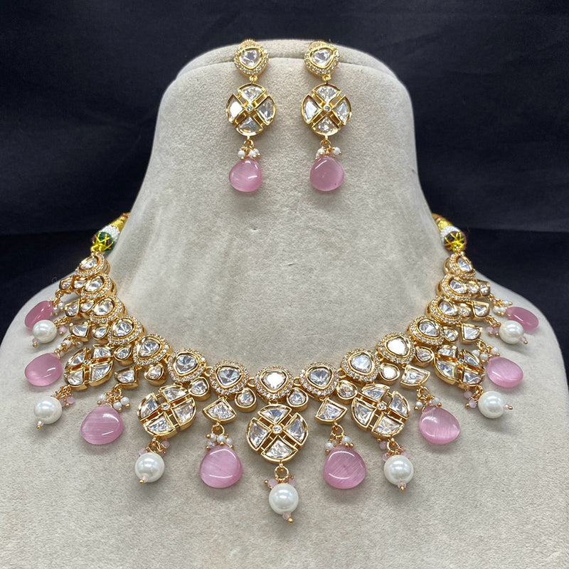 Royal Kundan Jewellery Gold Plated Polki Kundan And Beads Necklace Set