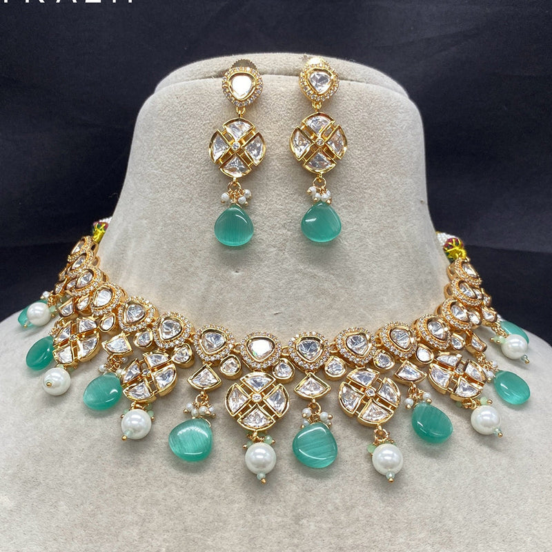 Royal Kundan Jewellery Gold Plated Polki Kundan And Beads Necklace Set