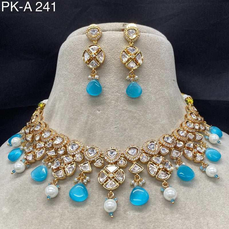 Royal Kundan Jewellery Gold Plated Polki Kundan And Beads Necklace Set