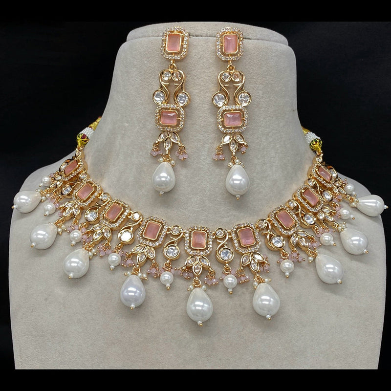 Royal Kundan Jewellery Gold Plated Polki Kundan And Beads Necklace Set