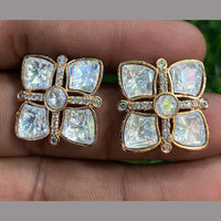 Royal Kundan Jewellery Gold Plated Polki Kundan Stud Earrings