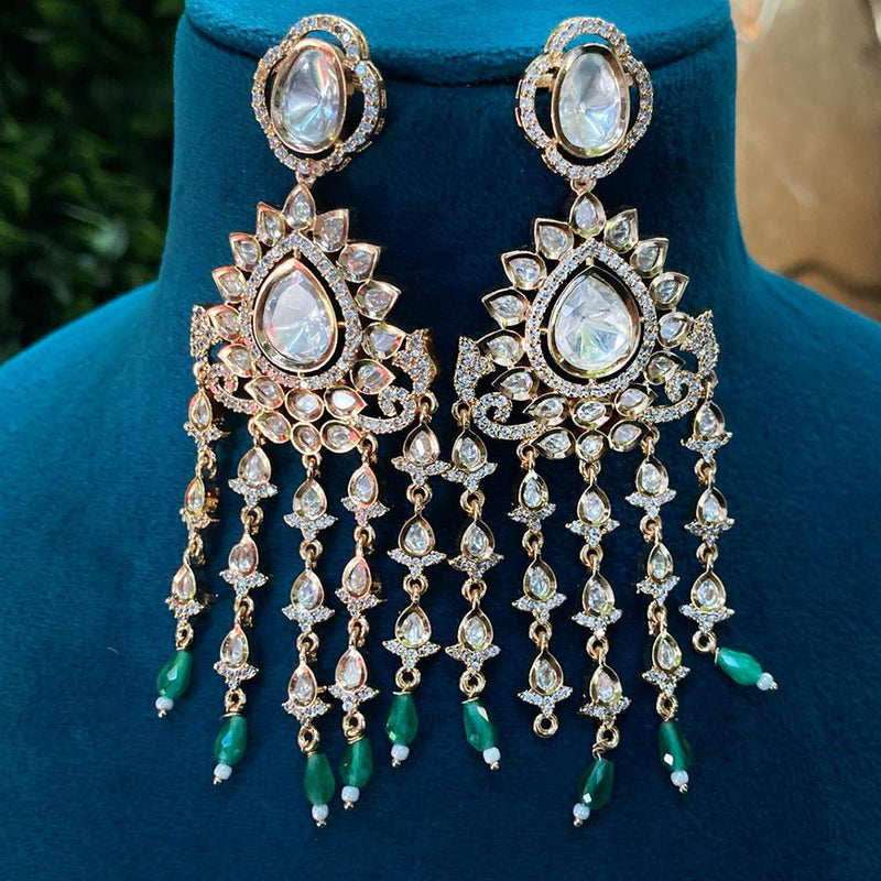 Royal Kundan Jewellery Gold Plated Polki Kundan And Beads Dangler Earrings