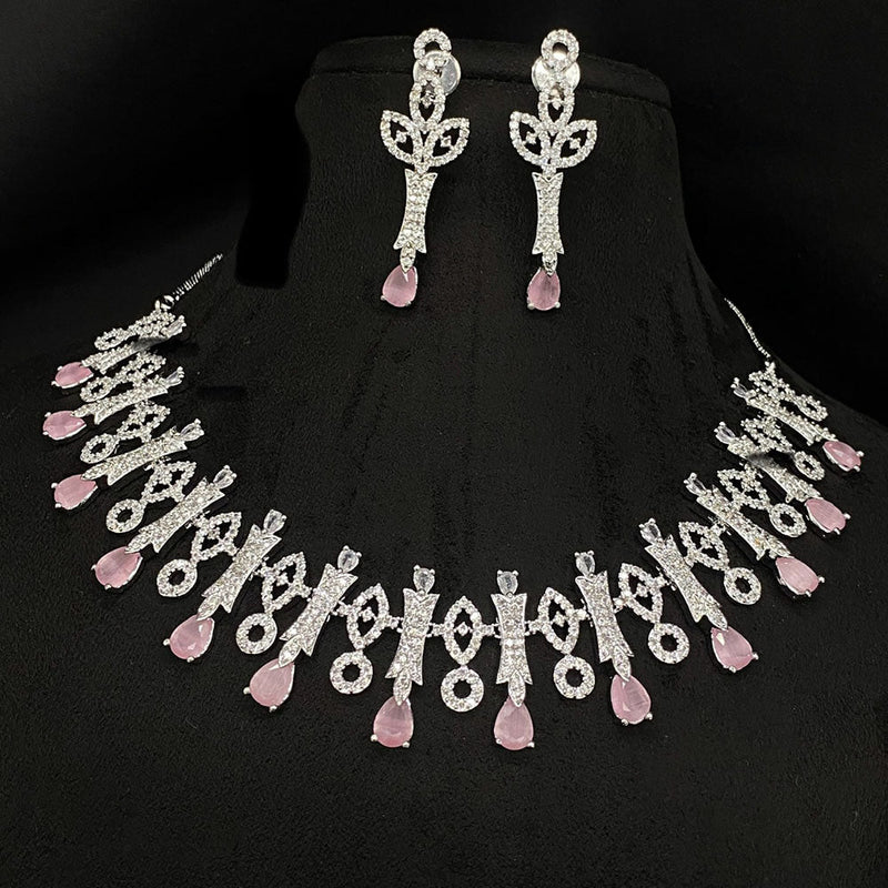 Prime Kundan Jewellery Silver Plated American Diamonds Necklace Set