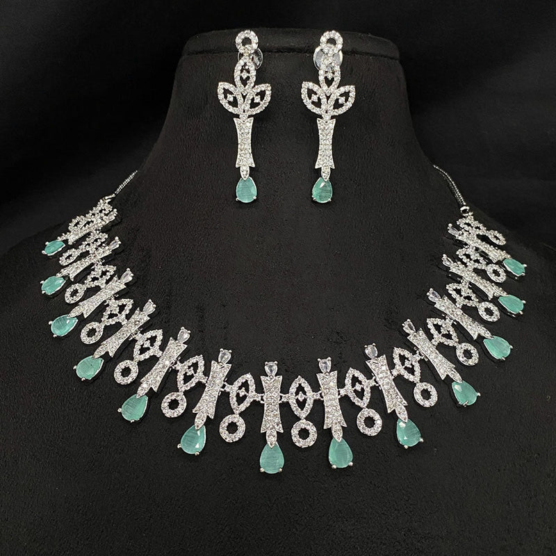 Prime Kundan Jewellery Silver Plated American Diamonds Necklace Set