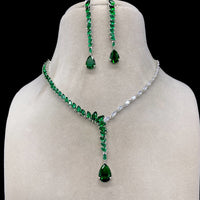 Royal Kundan Jewellery Silver Plated American Diamonds Necklace Set