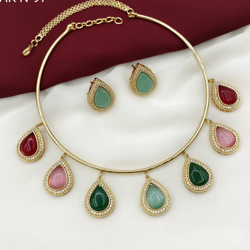 Prime Kundan Jewellery Gold Plated Austrian Stone Necklace Set