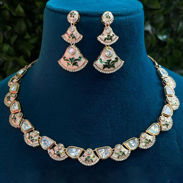 Prime Kundan Jewellery Gold Plated Polki Kundan Meenakari Necklace Set