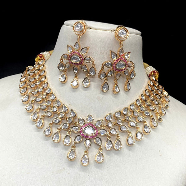 Prime Kundan Jewellery Gold Plated Polki Kundan Necklace Set