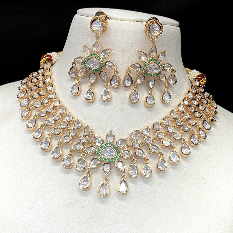 Royal Kundan Jewellery Gold Plated Polki Kundan Necklace Set