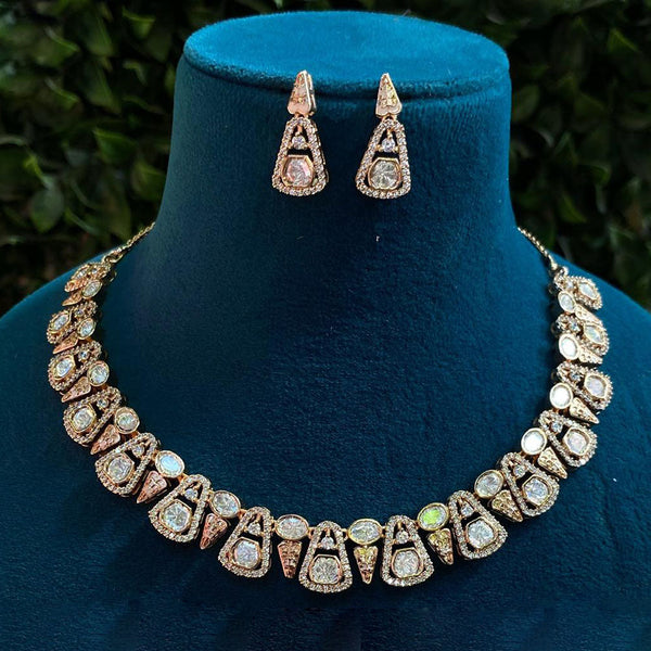 Prime Kundan Jewellery Gold Plated Polki Kundan Necklace Set