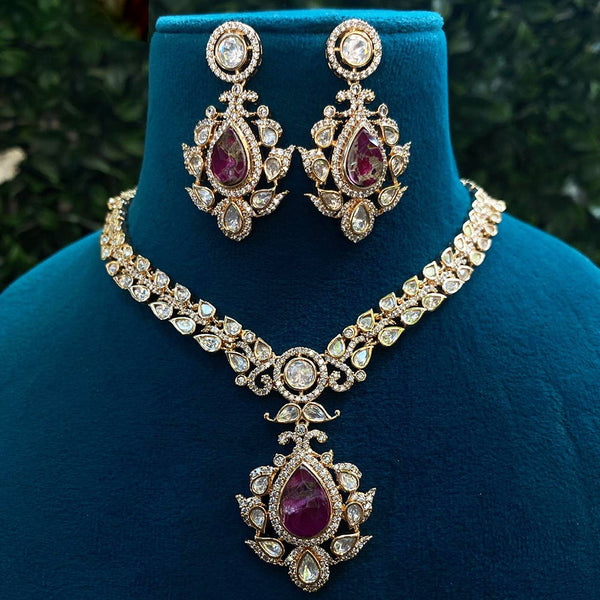 Prime Kundan Jewellery Gold Plated Polki Kundan Necklace Set