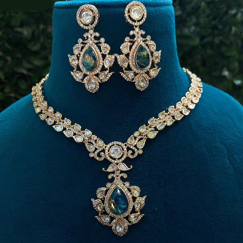 Royal Kundan Jewellery Gold Plated Polki Kundan Necklace Set