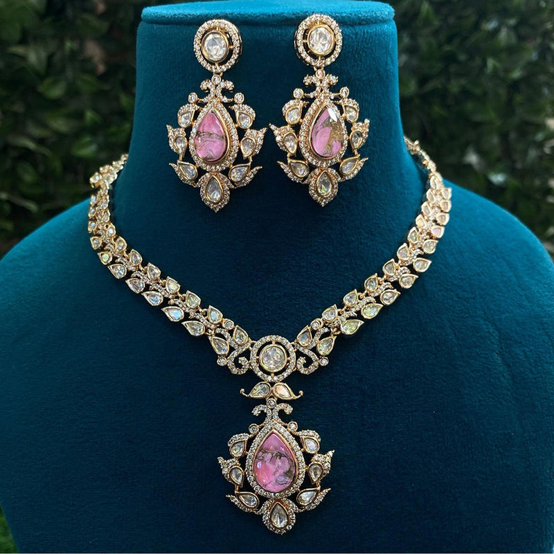 Royal Kundan Jewellery Gold Plated Polki Kundan Necklace Set