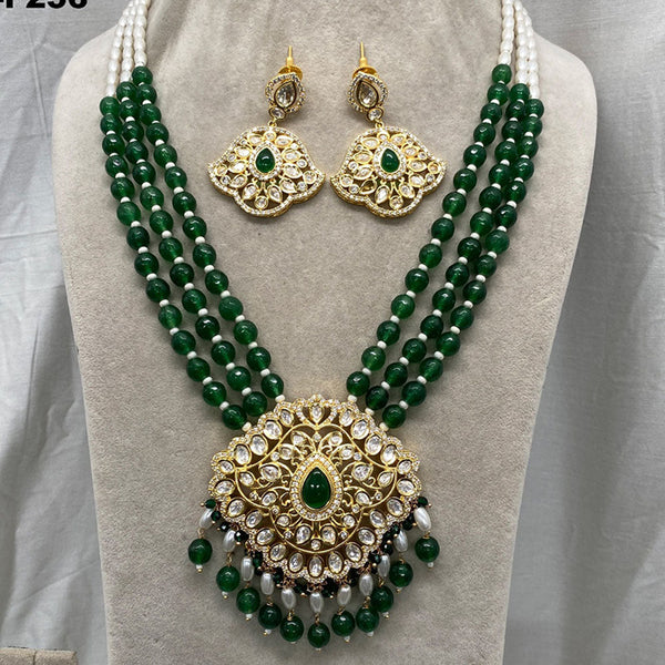 Prime Kundan Jewellery Gold Plated Polki Kundan And Beads Necklace Set