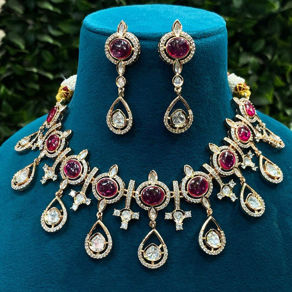 Prime Kundan Jewellery Gold Plated Polki Kundan Choker Necklace Set