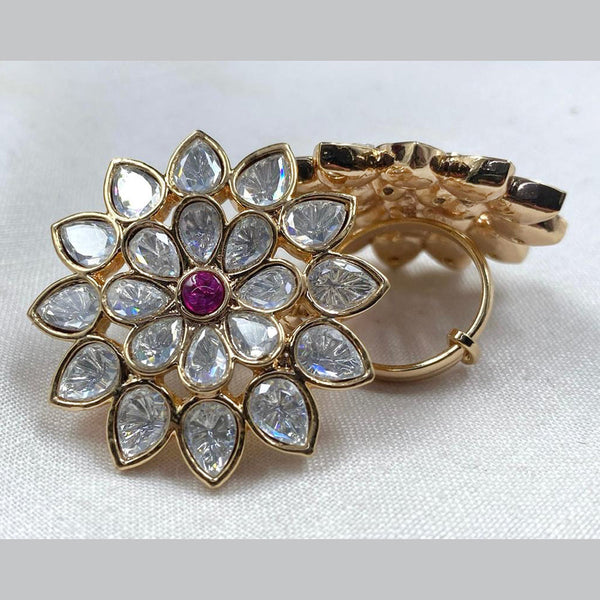 Royal Kundan Jewellery Gold Plated Polki Kundan Finger Ring