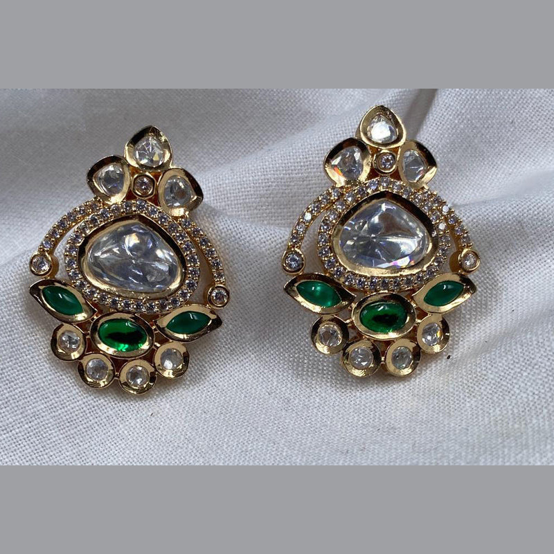 Royal Kundan Jewellery Gold Plated Polki Kundan Stud Earrings