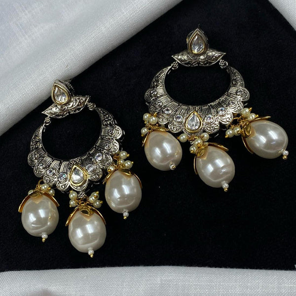 Royal Kundan Jewellery Polki Kundan And Pearls Dangler Earrings