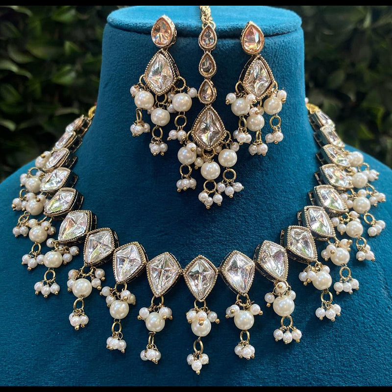 Royal Kundan Jewellery Gold Plated Polki Kundan And Pearls Necklace Set