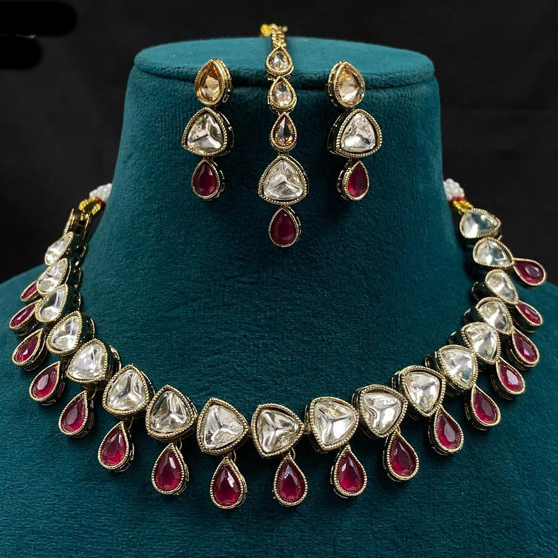 Royal Kundan Jewellery Gold Plated Crystal Stone Necklace Set