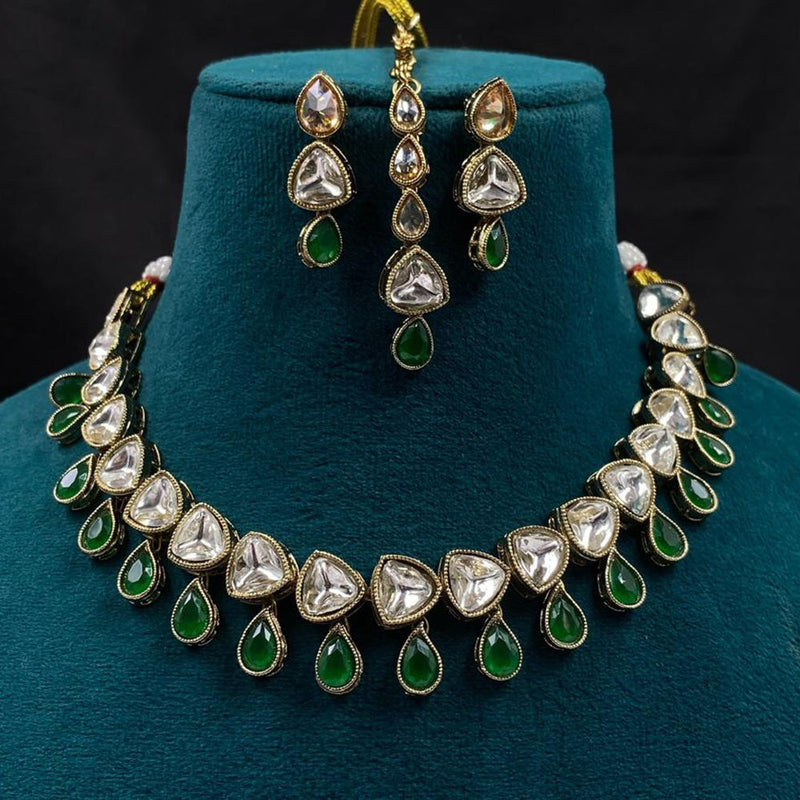 Royal Kundan Jewellery Gold Plated Crystal Stone Necklace Set